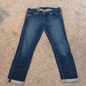 Ag Adriano Goldschmied Dark Blue cropped denim “the stilt roll up”: size 27R